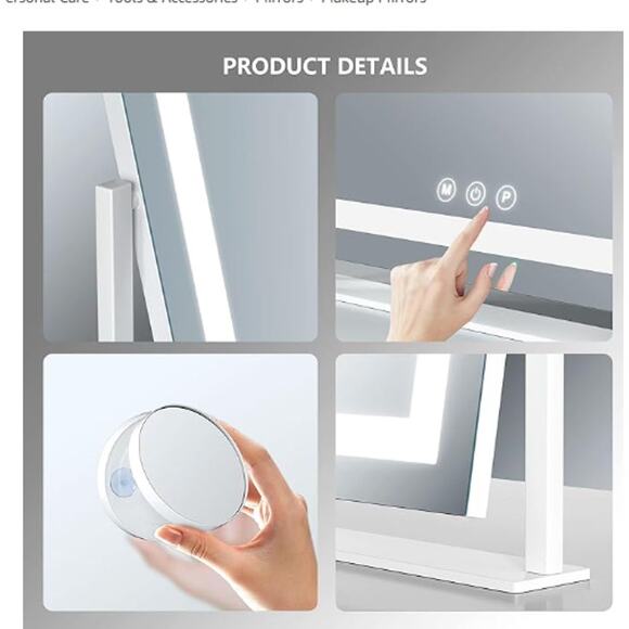 Vanity Mirror Lights 15.2" LED Smart Touch,Detachable 10X Magnify 360° Rotation - Picture 2 of 9